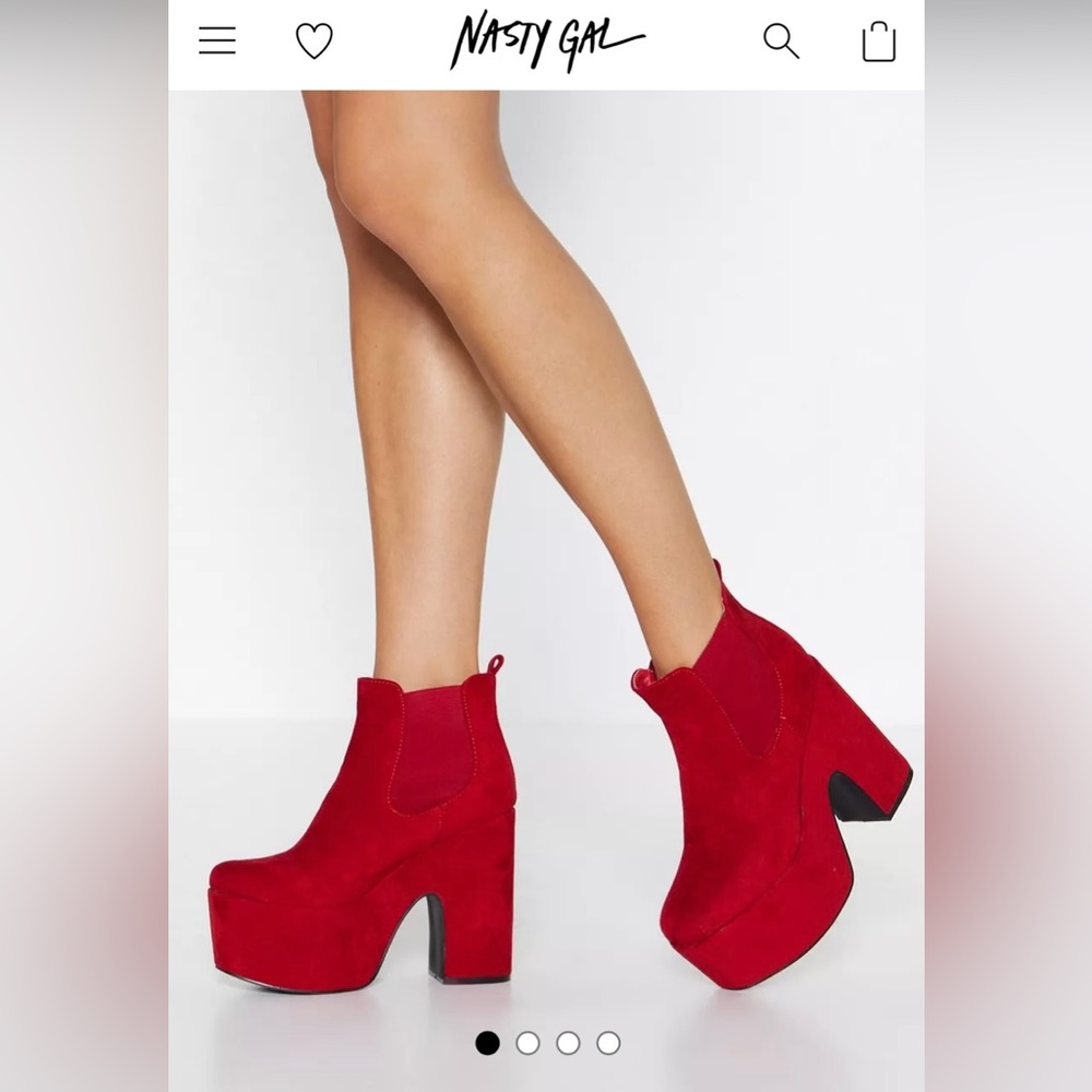 Nasty Gal women’s size US 8.5 (EUR 39) red suede platform boots